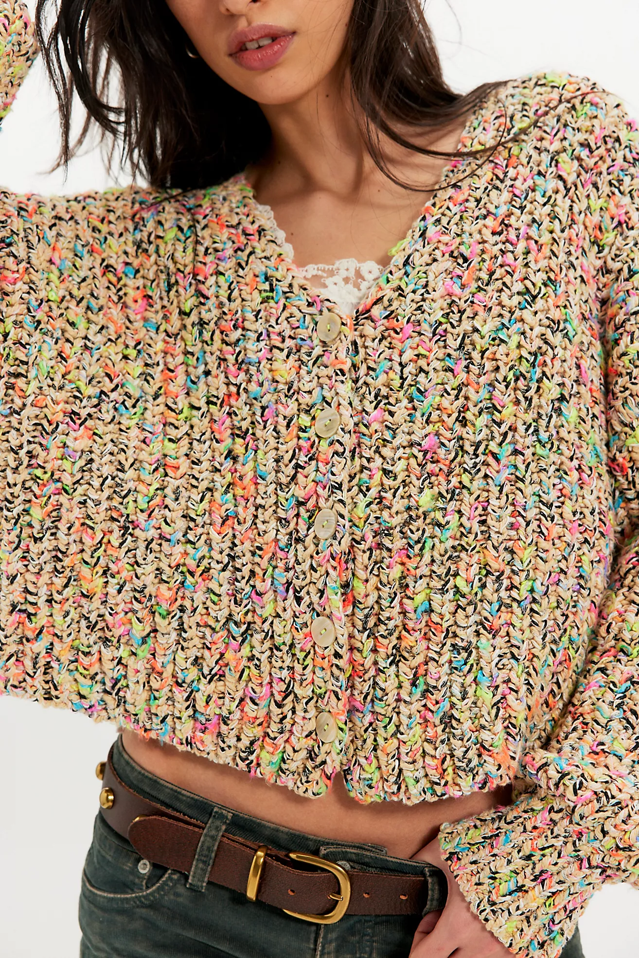 Free People Flea Market Cardi- Neon Sand