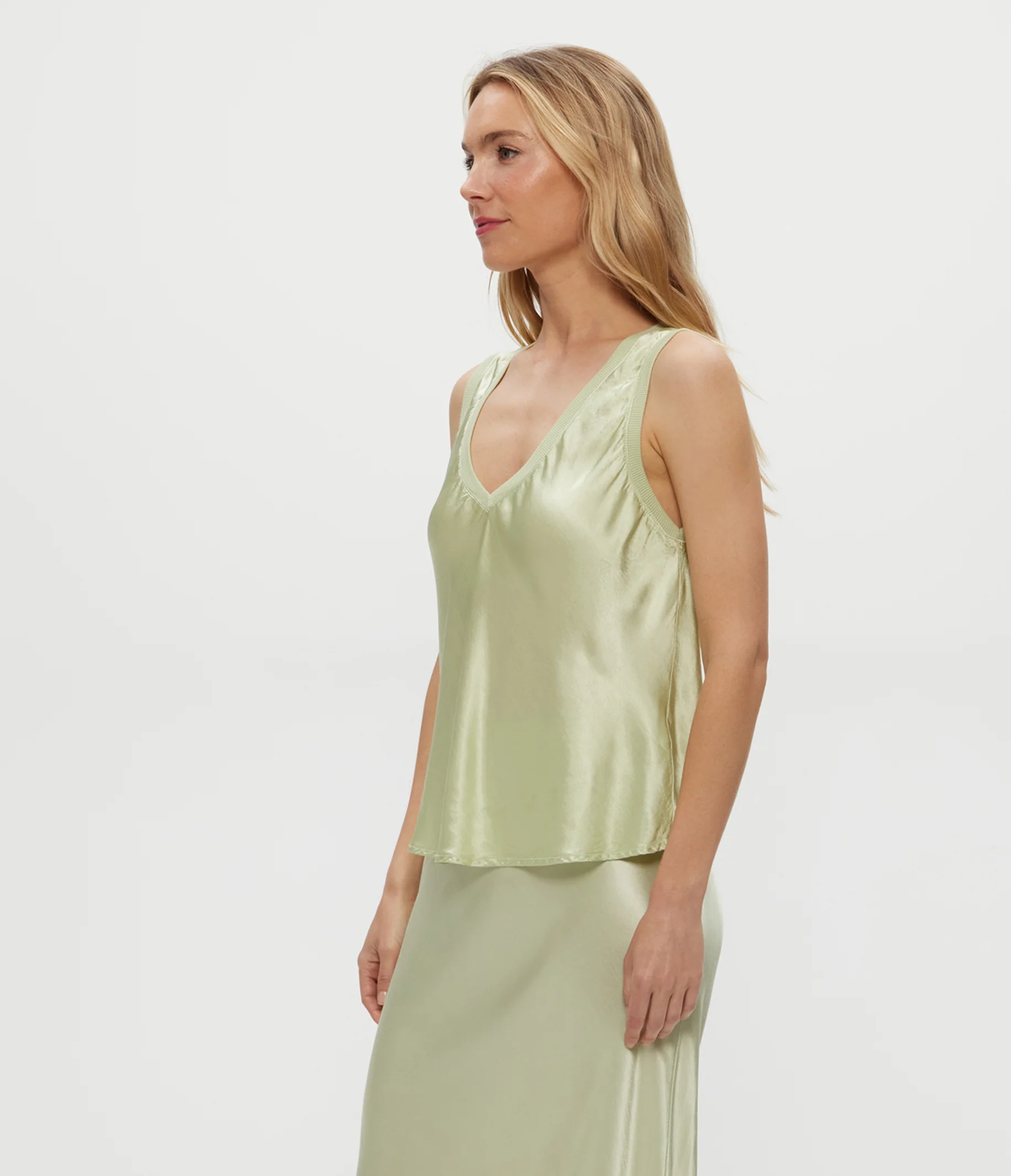 Michael Stars Liz Satin Tank- Celery