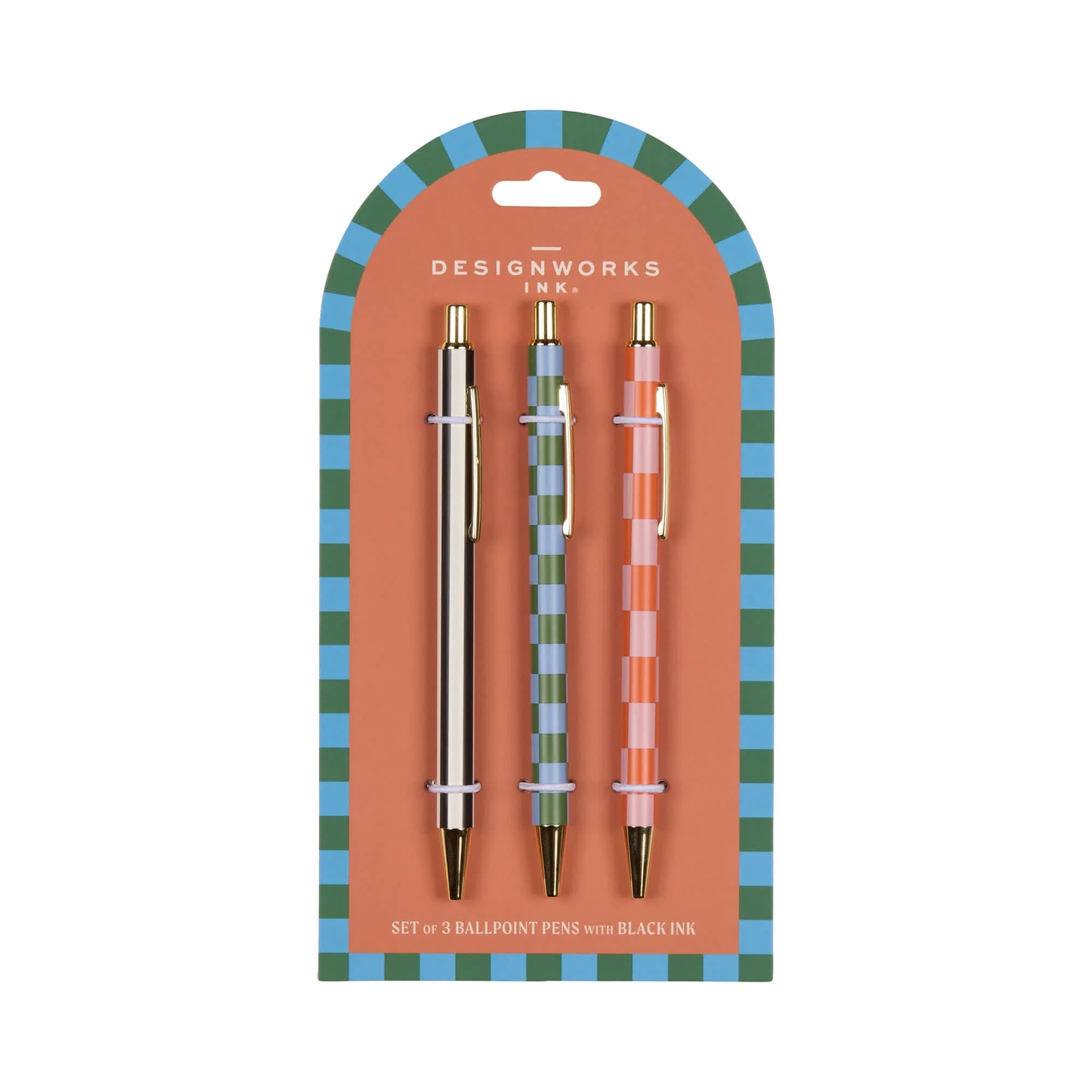 DesignWorks A Dopo Set of 3 Pens- Stripes & Checks