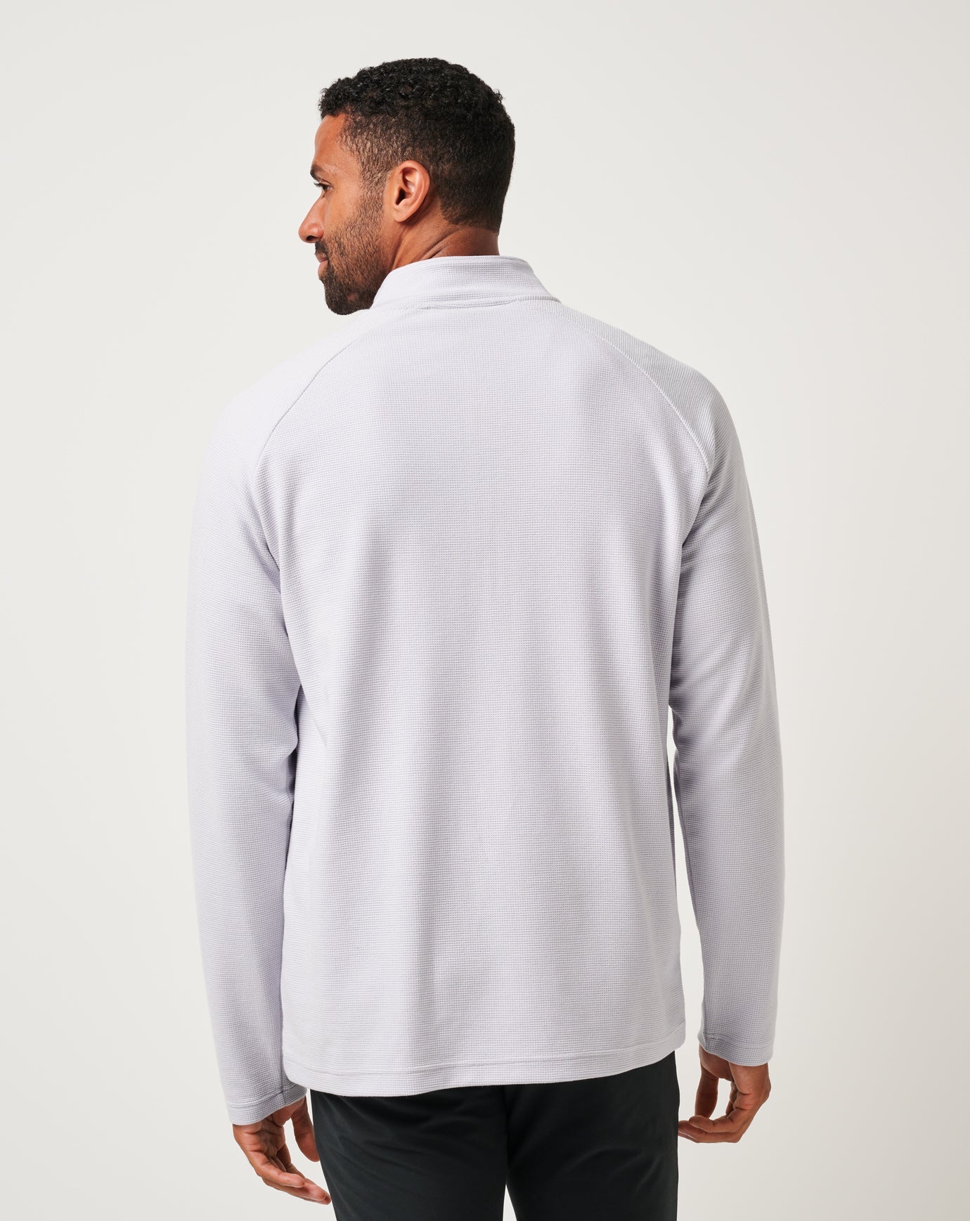 Travis Mathew Performance Waffle Quarter Zip- Heather light Grey