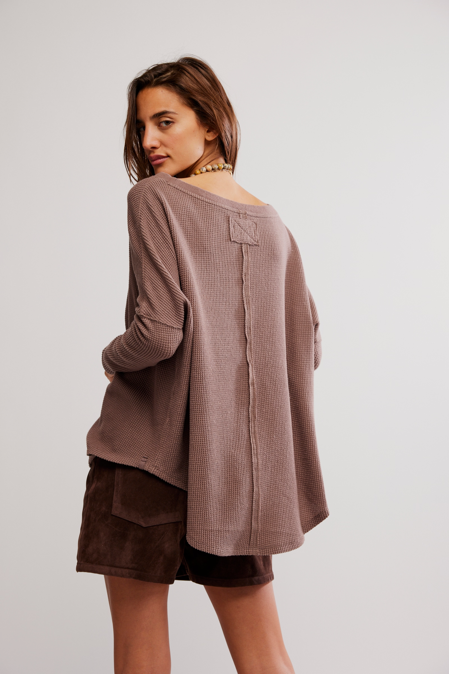 Free People Latte Blues Thermal Solid- Leafless Tree