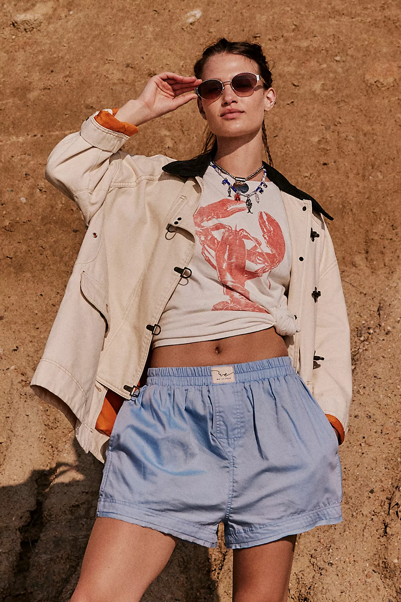 Free People Day to Day Solid Boxers- Placid Blue