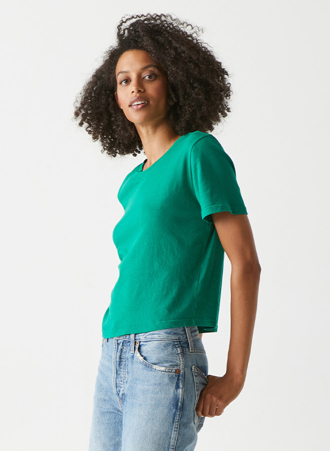Michael Stars Blake Cropped Tee- Kelly Green