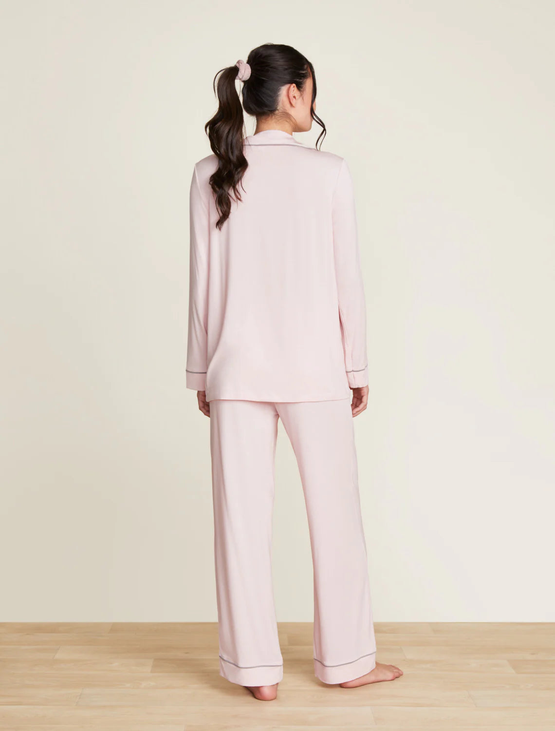 Barefoot Dreams Luxe Milk Jersey Piped Pajama Set- Pink