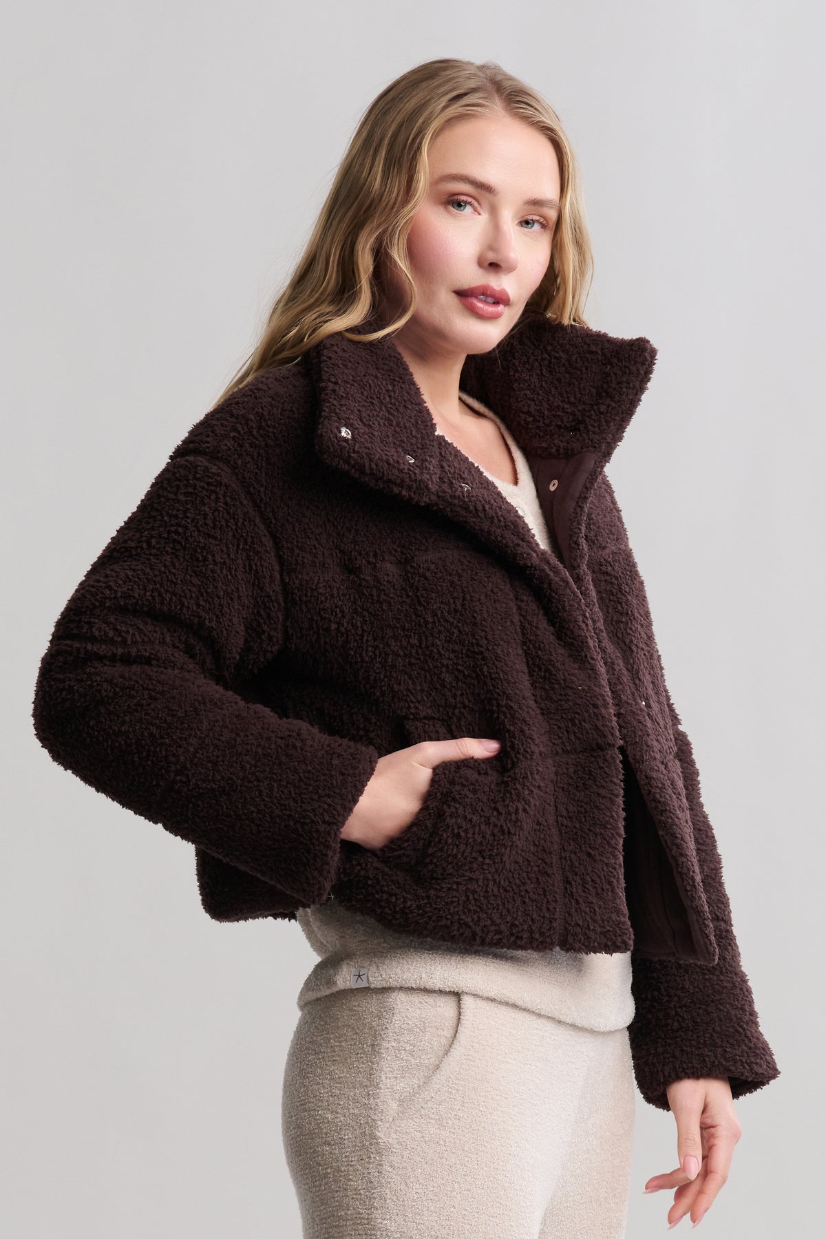 Barefoot Dreams Brushed CrozyChic Puffer Jacket- Umber