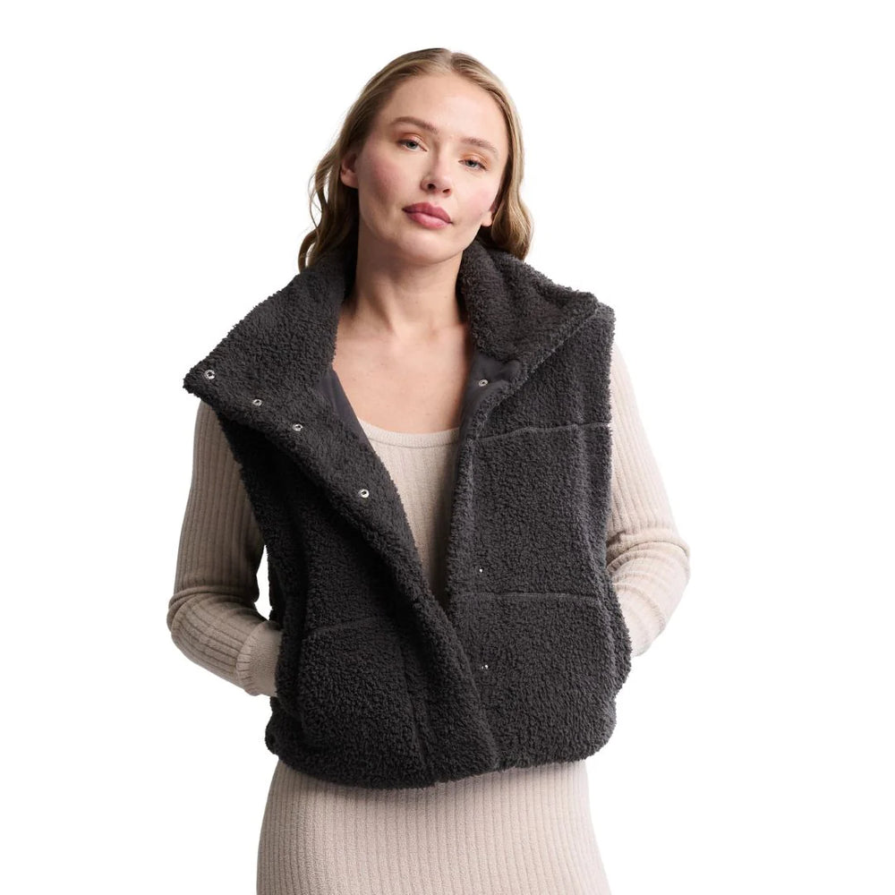 Barefoot Dreams Brushed Puffer Vest- Carbon