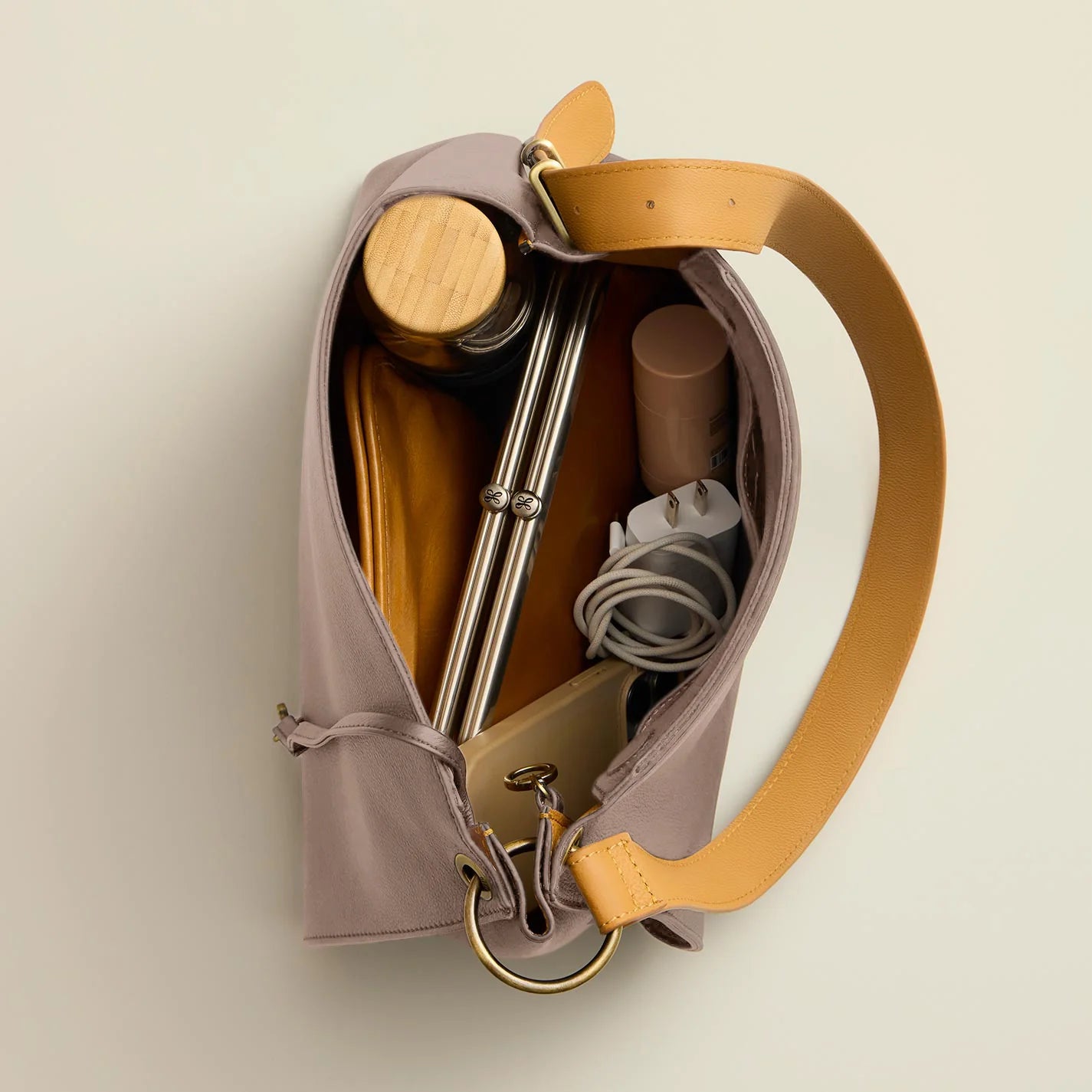 HOBO Rayna Shoulder Bag in Double-Faced Leather- Warm Adobe