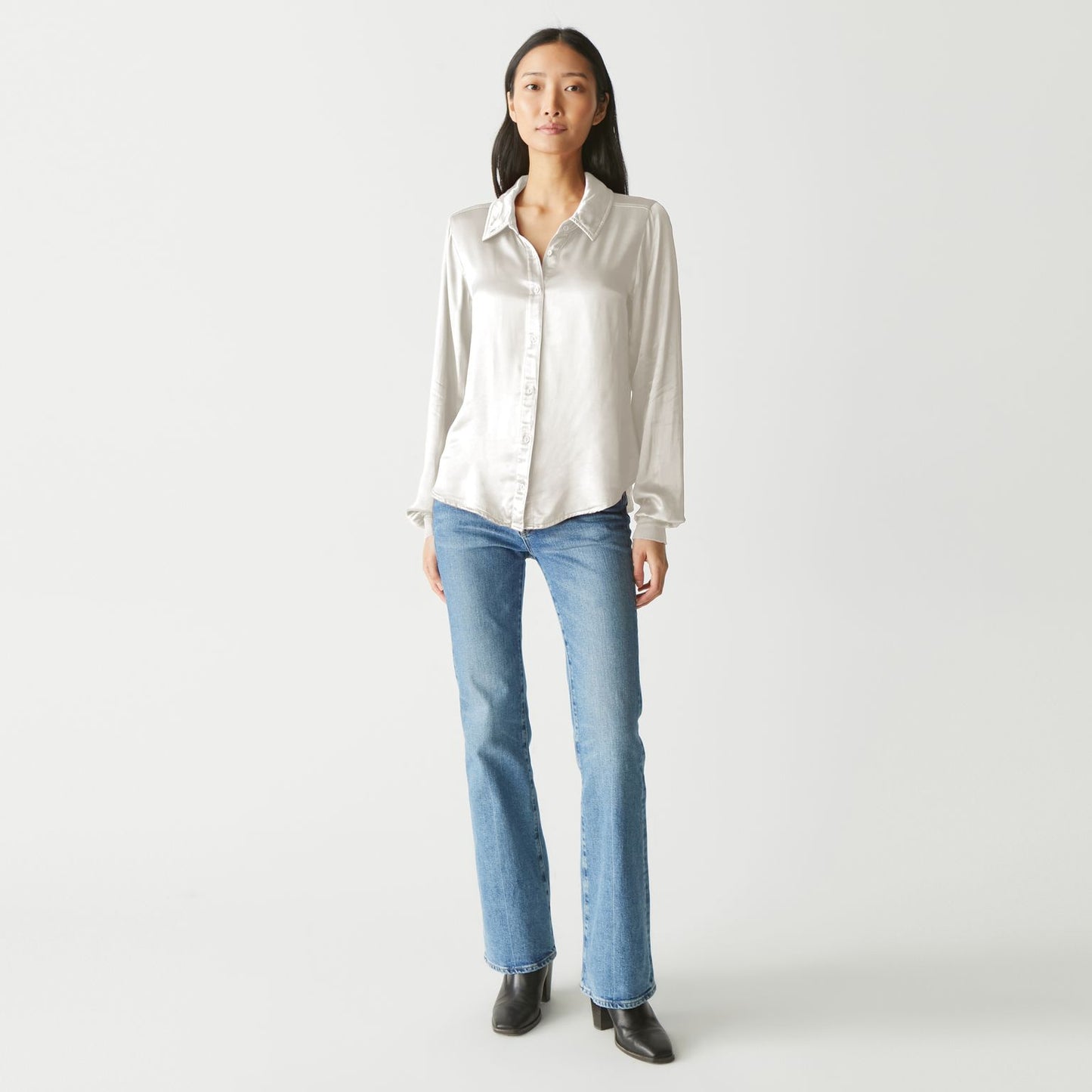 Michael Stars Meredith Button Front Top- Chalk