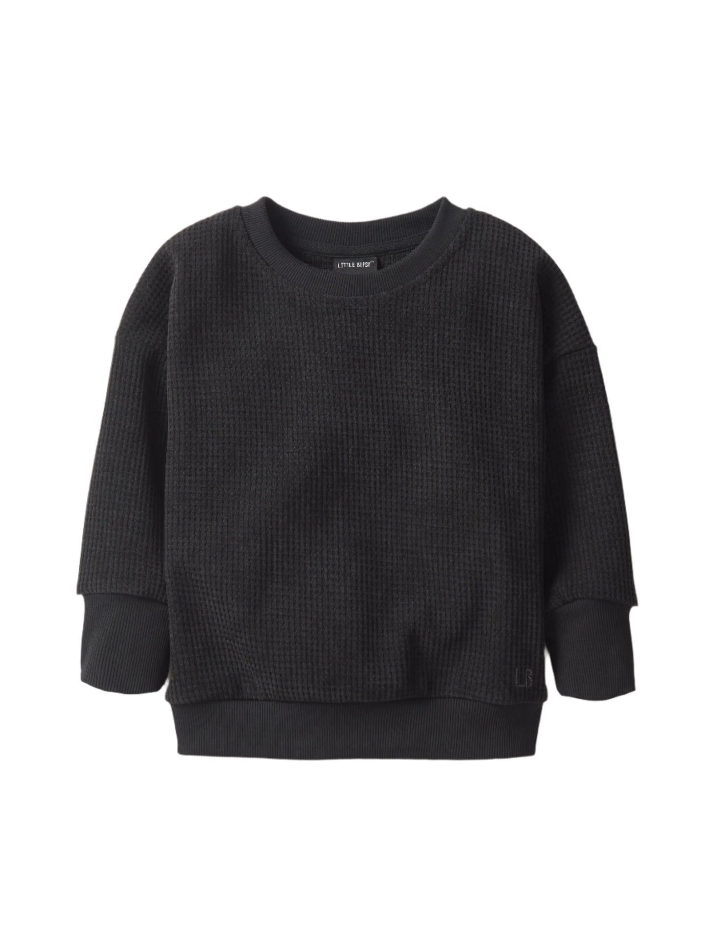 Little Bipsy Elevated Waffle Crewneck- Black