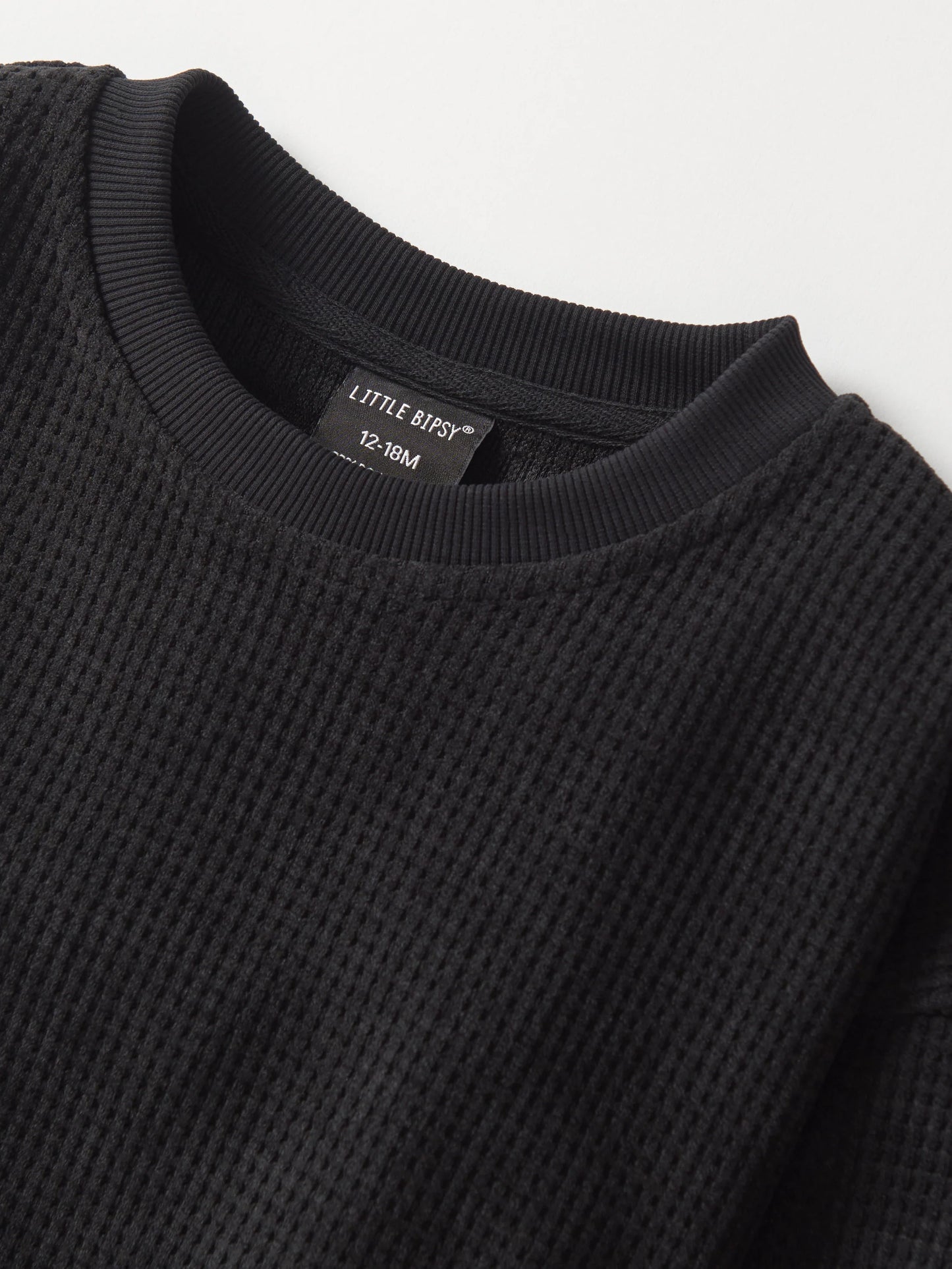 Little Bipsy Elevated Waffle Crewneck- Black