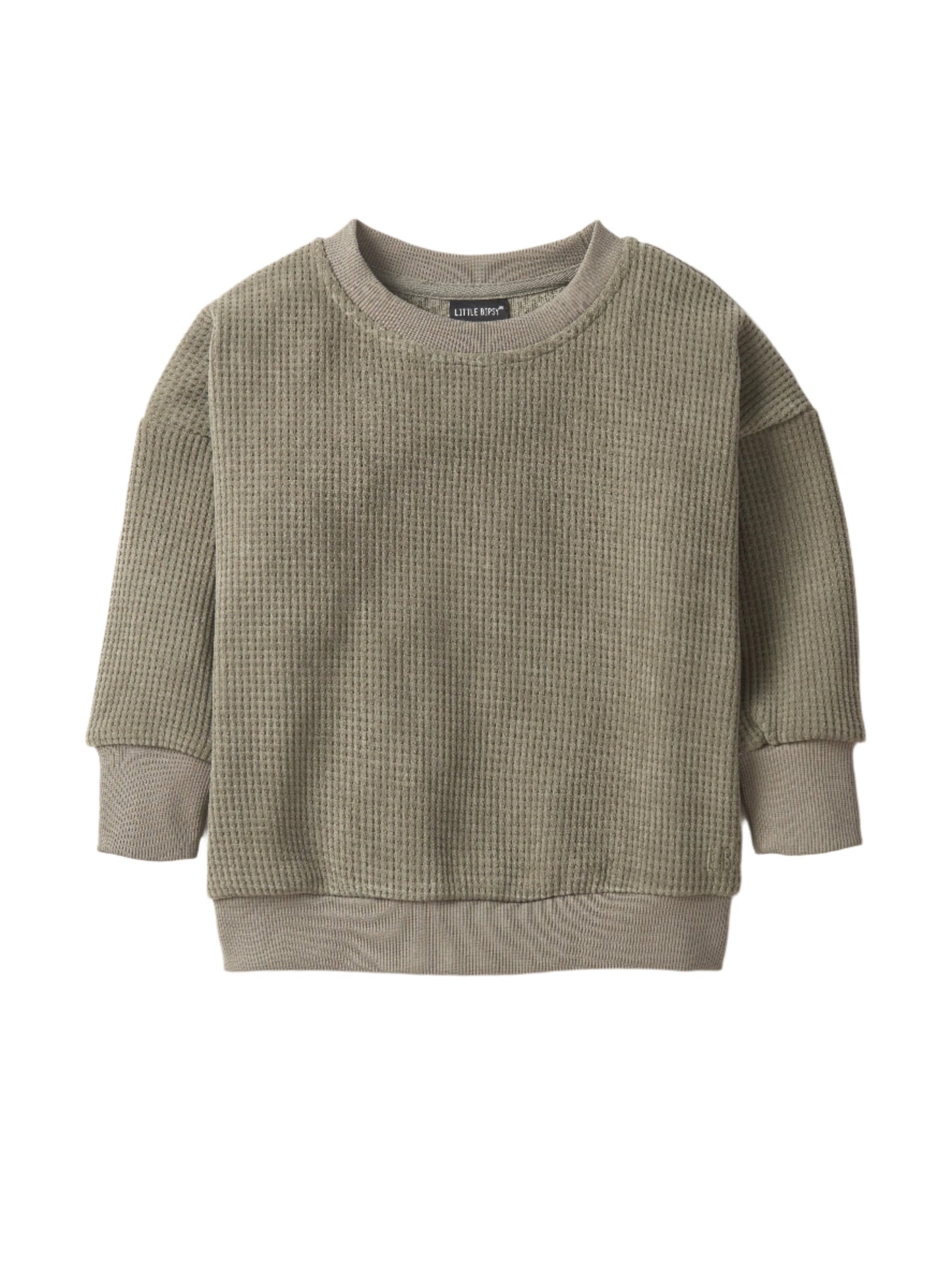 Little Bipsy Elevated Waffle Crewneck- Army Green