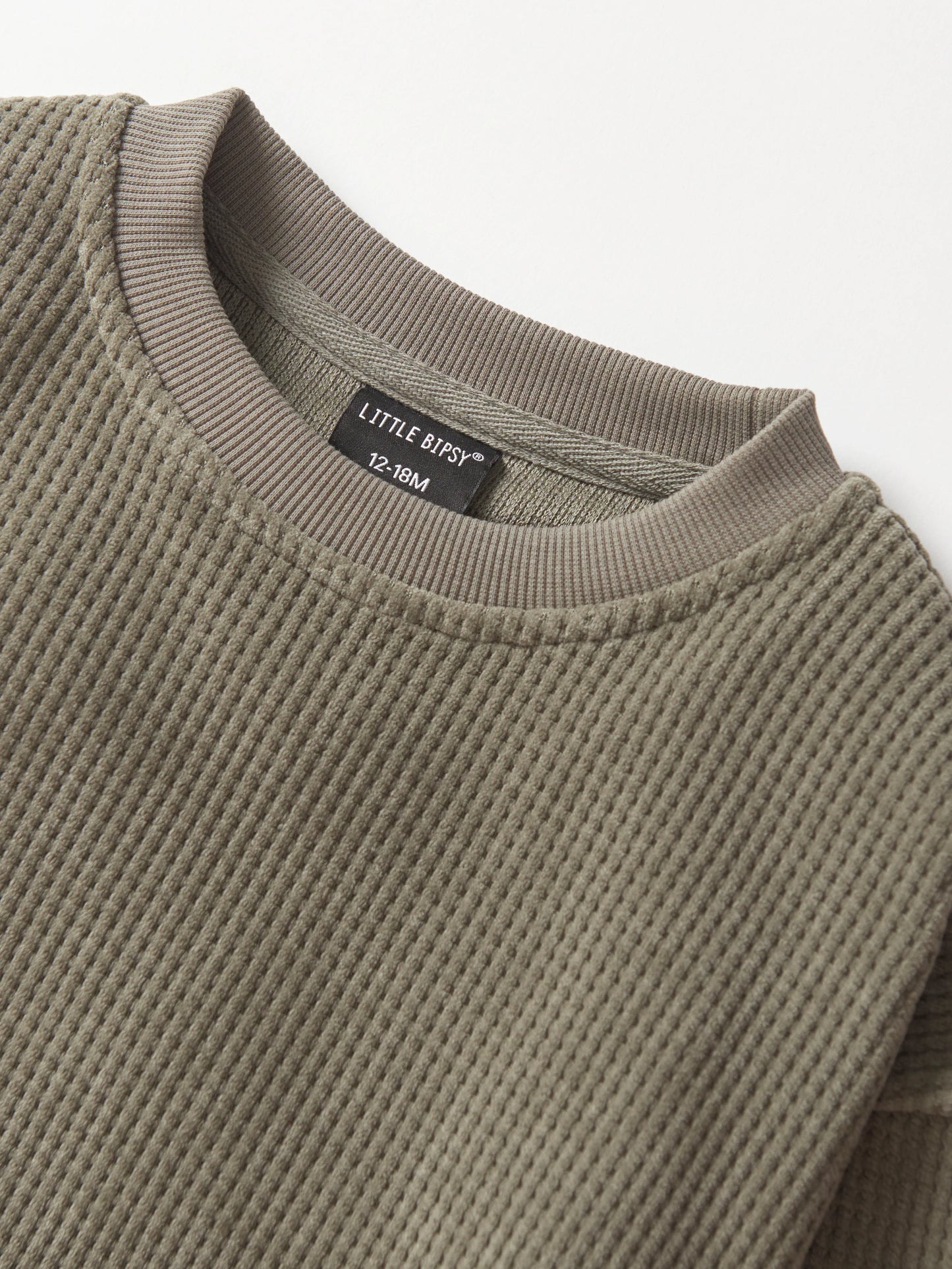 Little Bipsy Elevated Waffle Crewneck- Army Green
