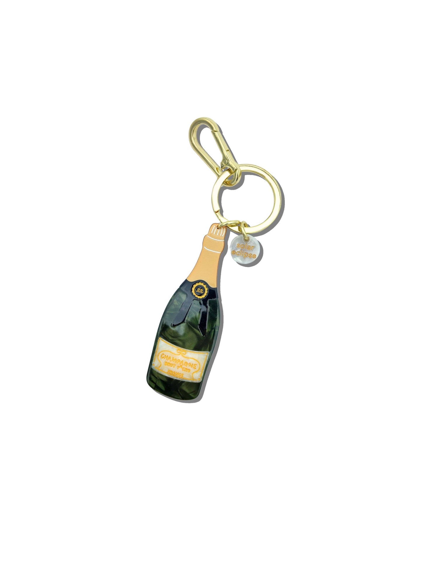 Solar Eclipse Hand-painted Champagne Bag Charm + Keychain