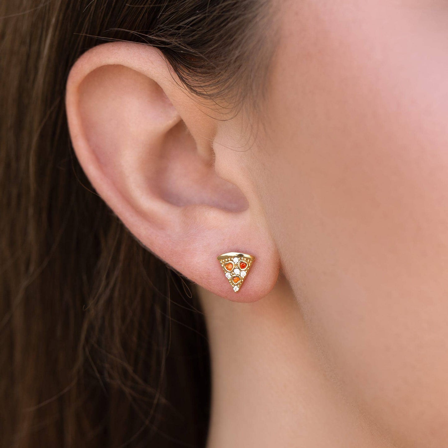 Girls Crew Pepperoni Pizza Studs