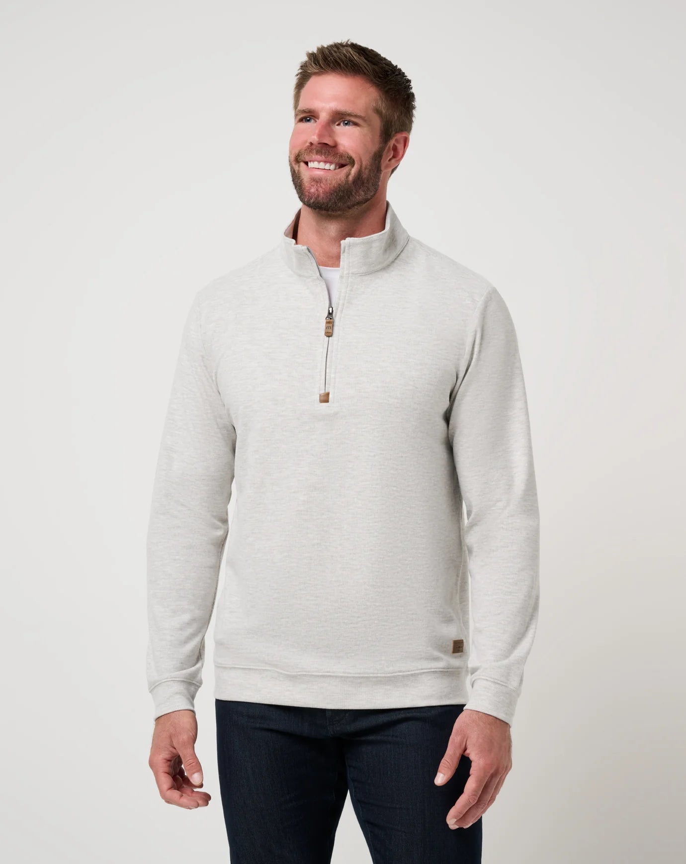 Travis Mathew Cloud Sweater Quarter Zip- Heather Grey