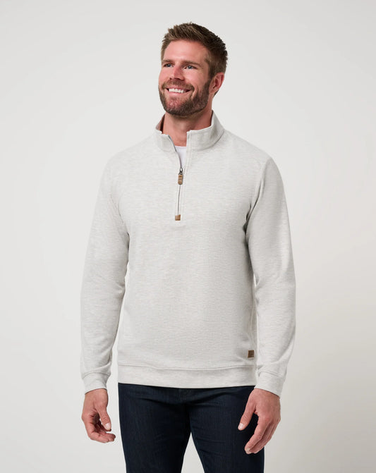 Travis Mathew Cloud Sweater Quarter Zip- Heather Grey