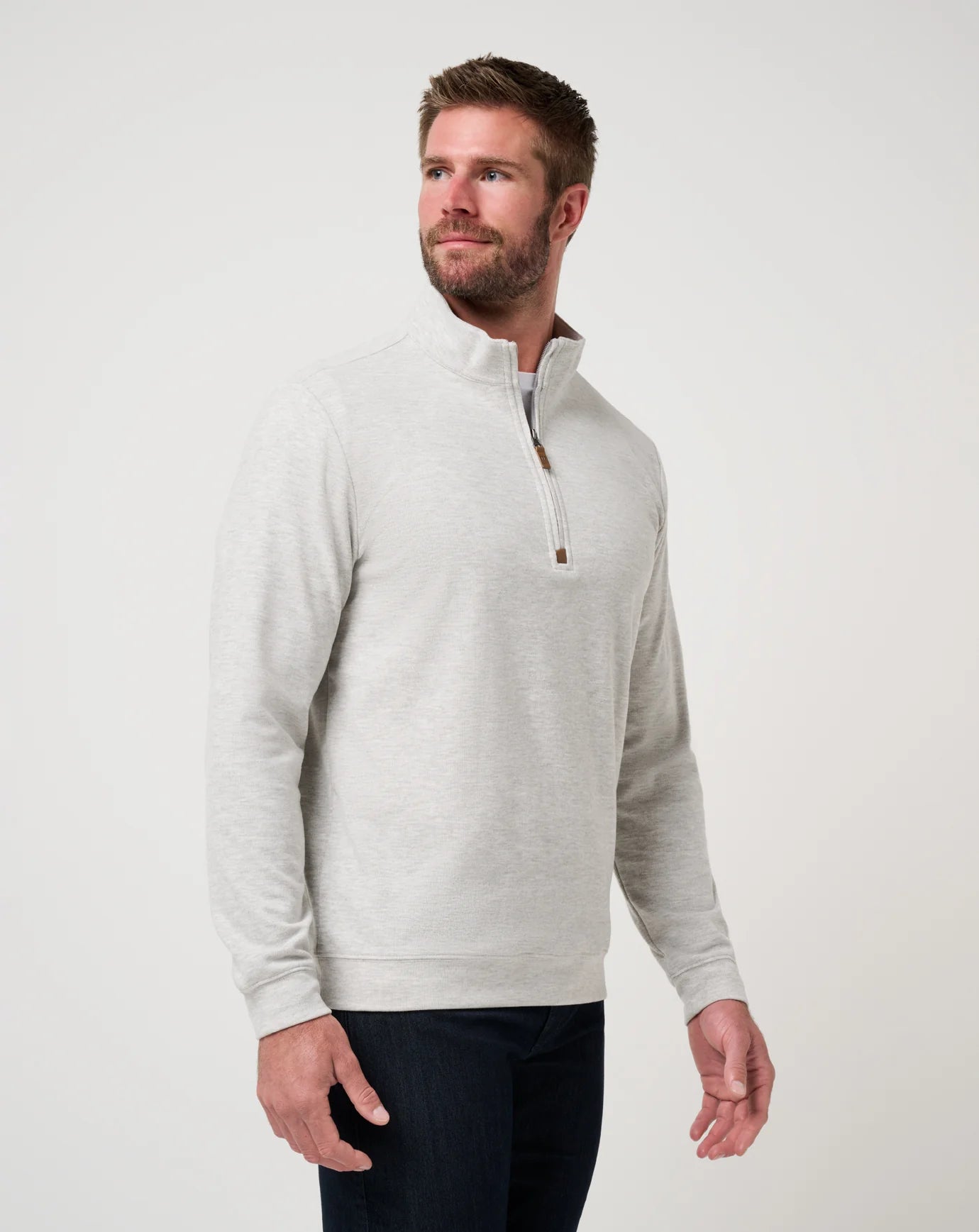 Travis Mathew Cloud Sweater Quarter Zip- Heather Grey