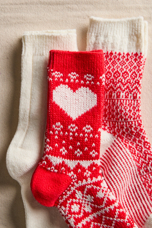 Free People Nordic Knit Sock Pack- Red