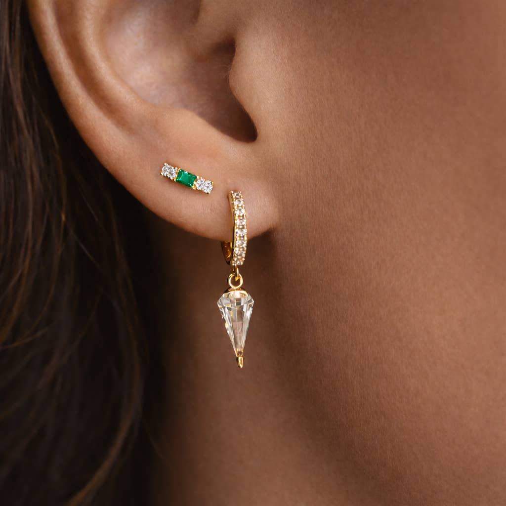 Jurate Lana - Emerald Pavé Bar Studs
