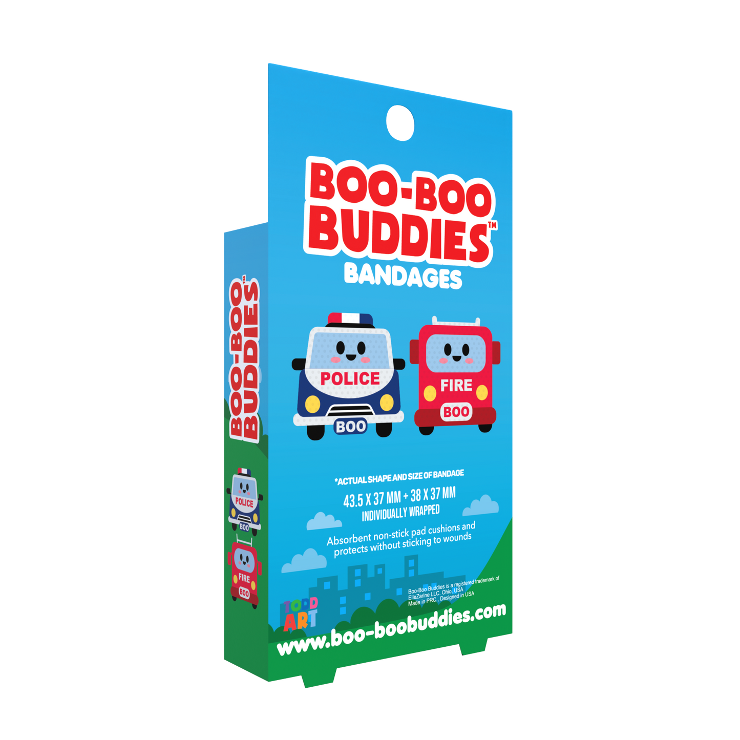 Kids Bandages – Police Car + Fire Truck (24 Count, Latex-Free)