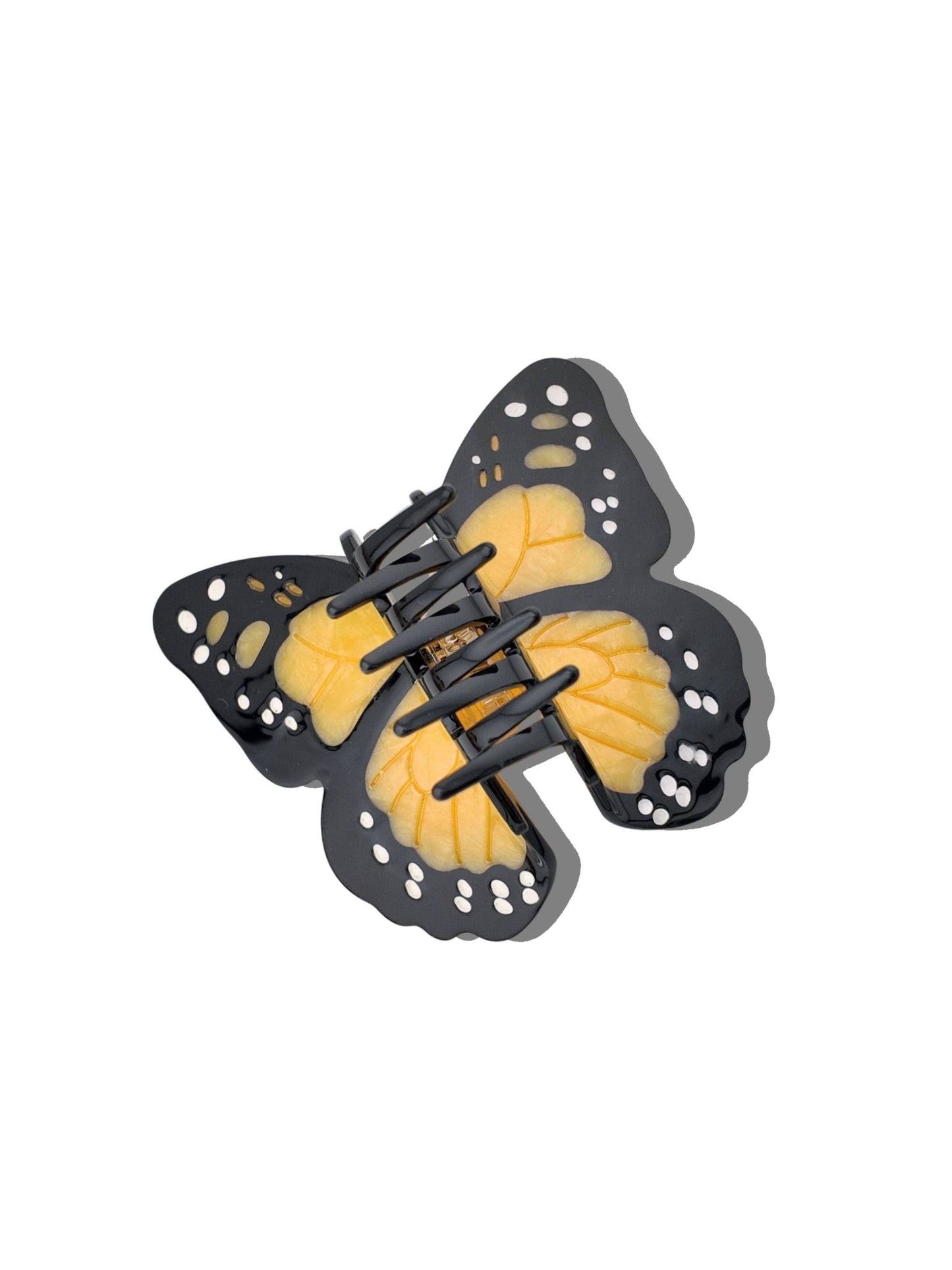 Solar Eclipse Hand-painted Monarch Butterfly Claw Hair Clip |Yellow