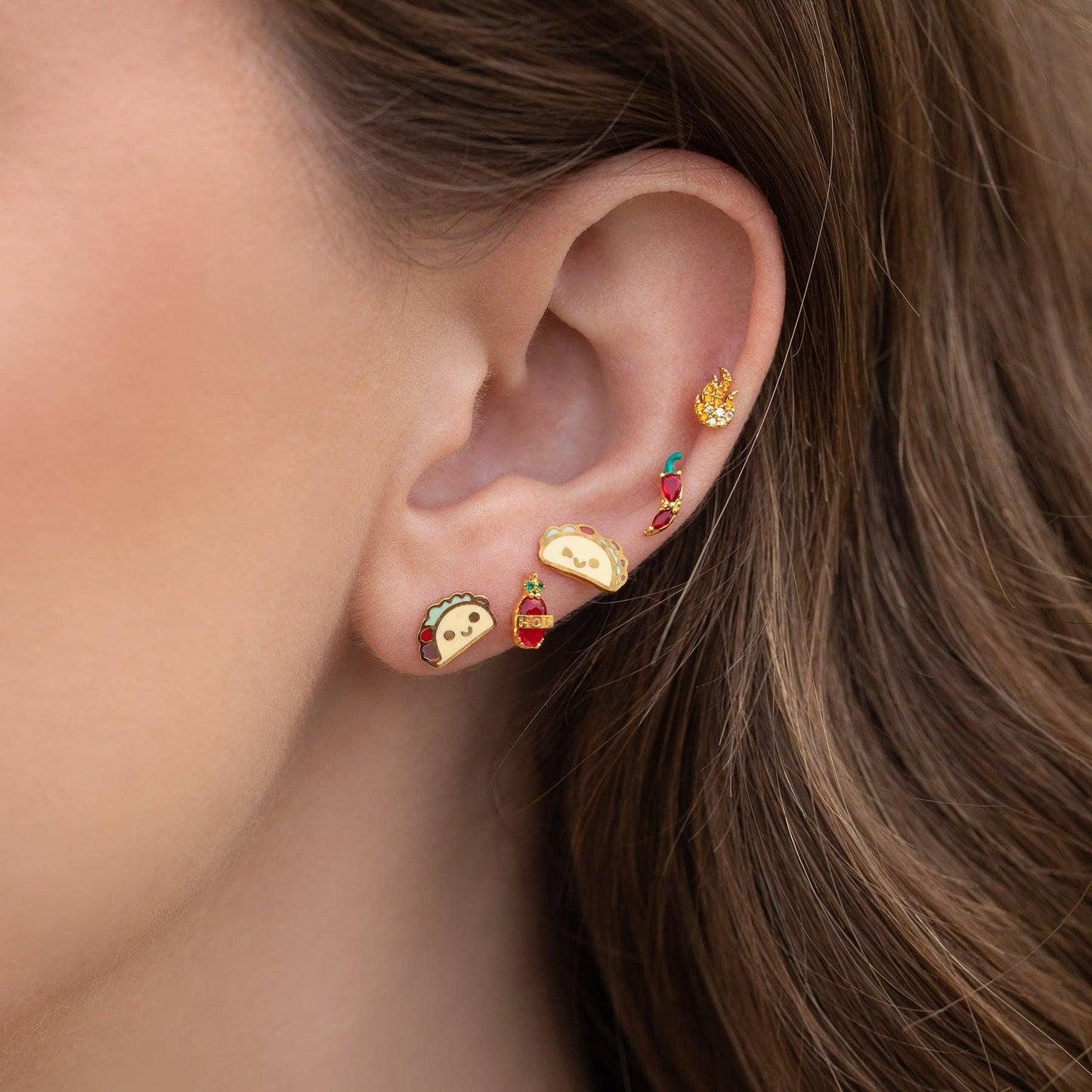 Girls Crew Red Hot Chili Pepper Studs