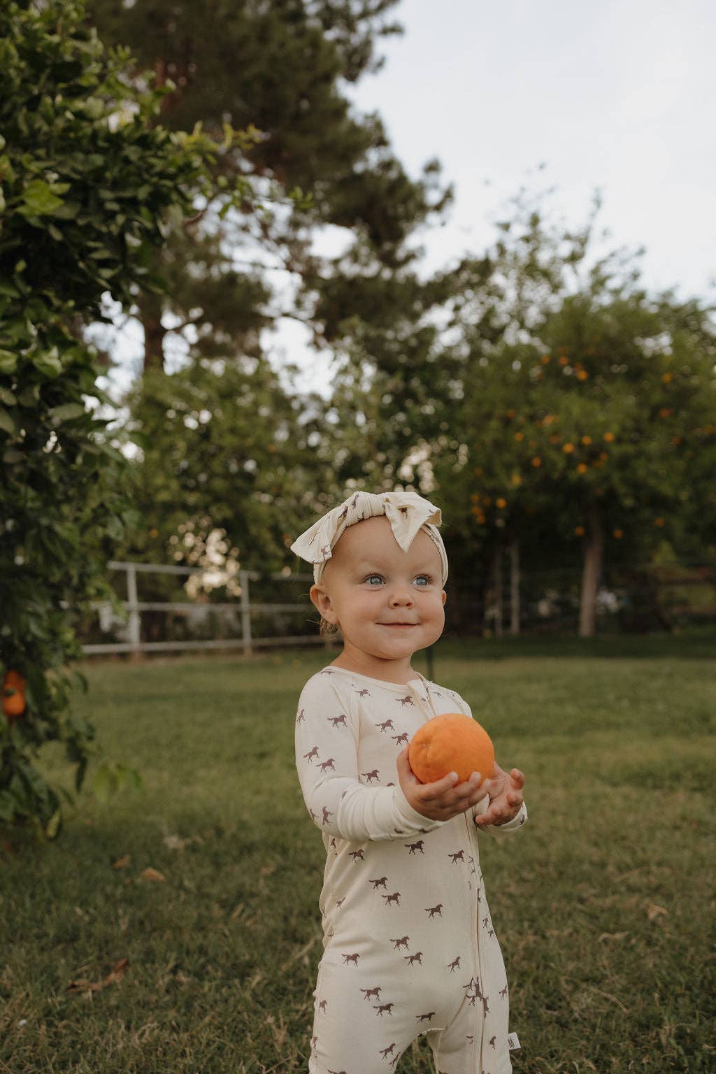 Forever French Baby Bamboo Zip Pajamas- Wild Horses