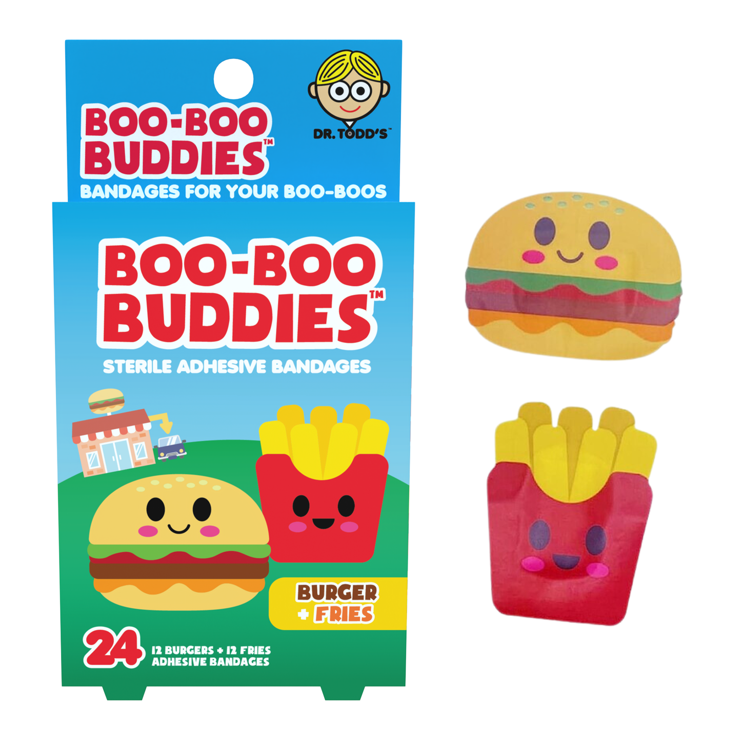 Burger &n Fries Bandages 24 Ct. Dr. Todd’s Boo Boo Buddies®