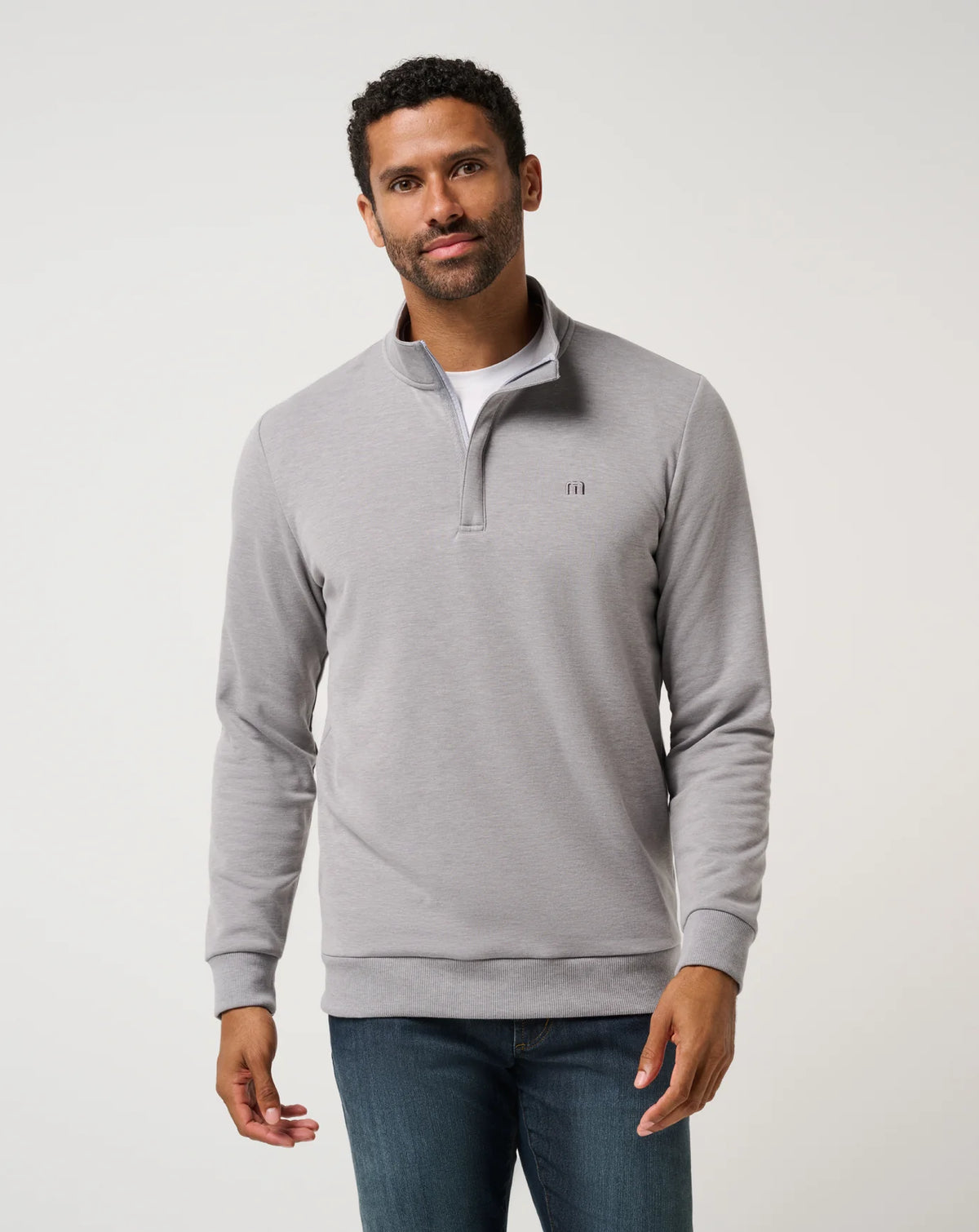 Travis Mathew Cloud Quarter Zip- Heather Medium Grey