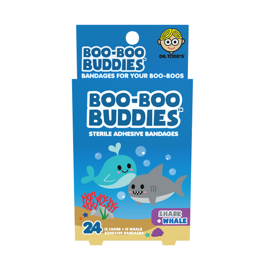 Kids Bandages – Shark + Whale (24 Count, Latex-Free)