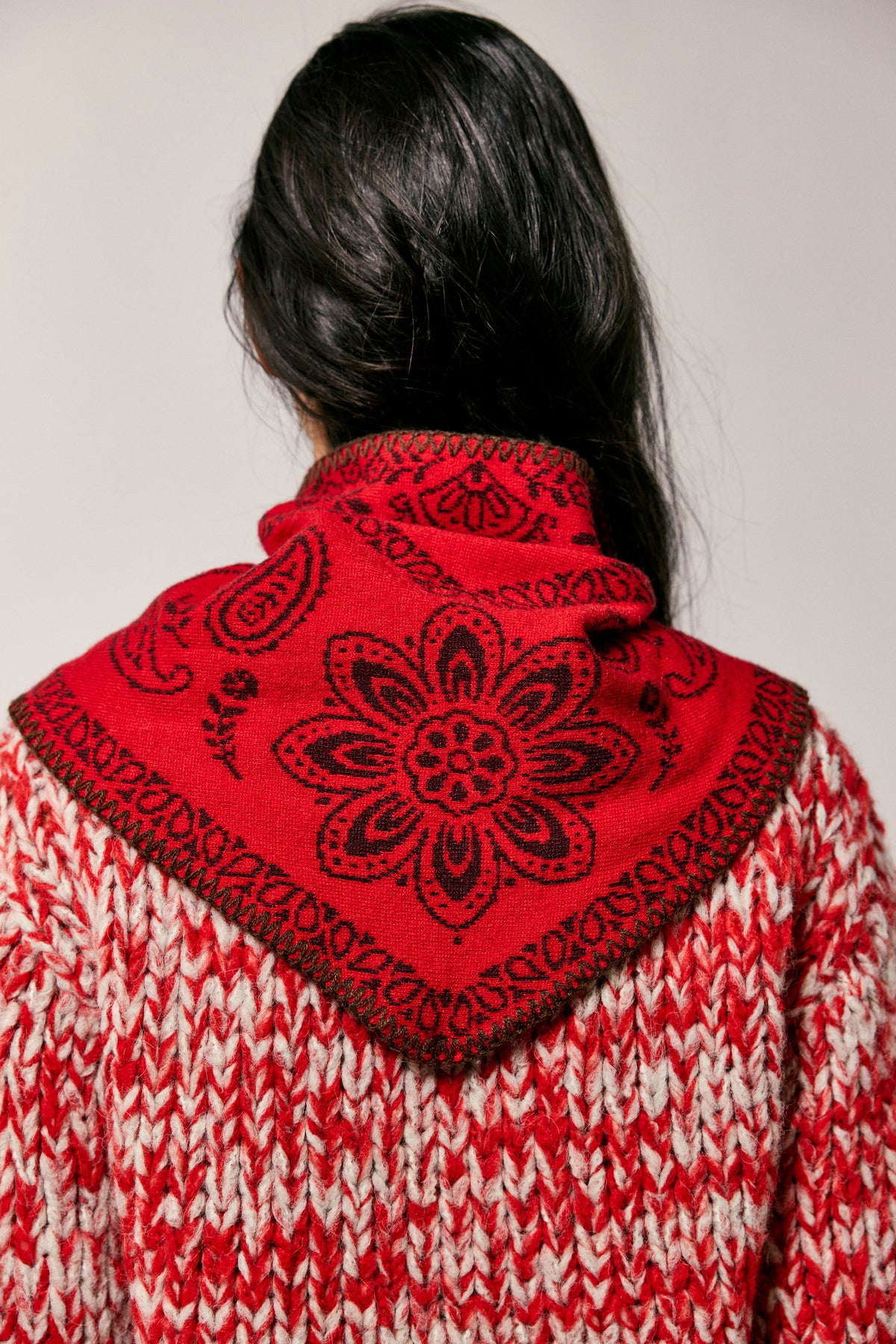 Free People Carmen Knitted Triangle Bandana- Wine