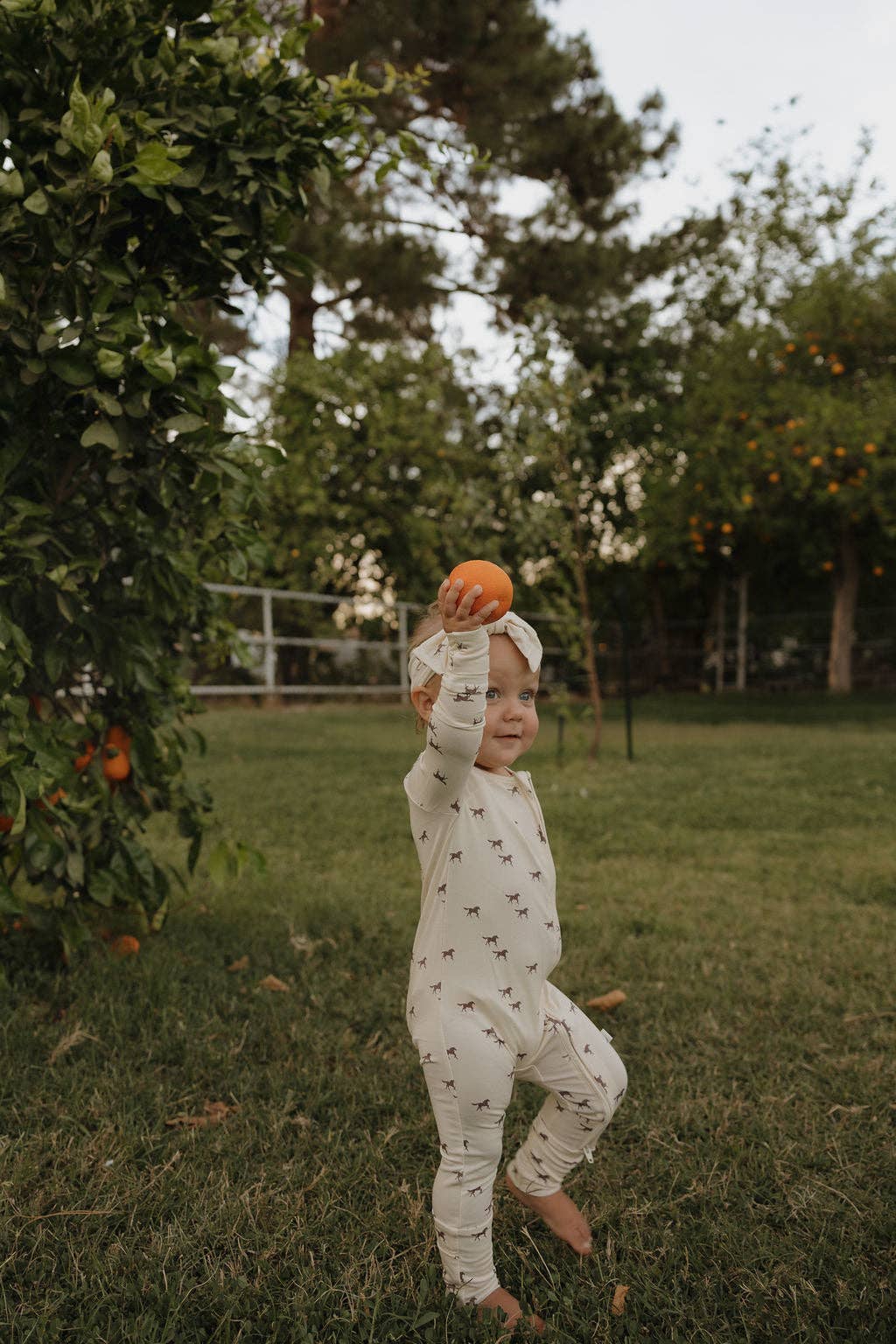 Forever French Baby Bamboo Zip Pajamas- Wild Horses