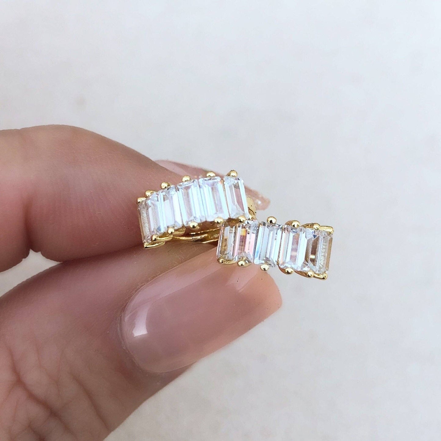 Girls Crew Bling Baguette Huggie Hoops