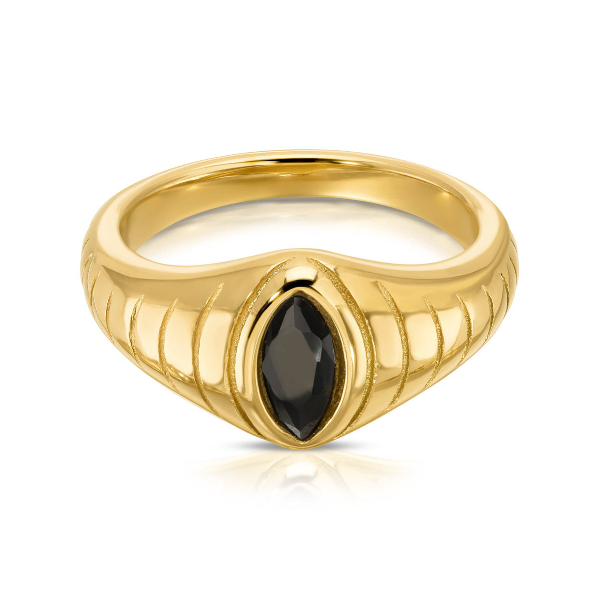 Jurate Raven Black Marquise Simulated Diamond Ring