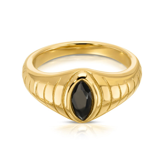 Jurate Raven Black Marquise Simulated Diamond Ring