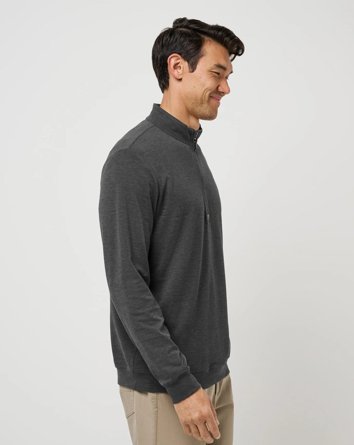 Travis Mathew Cloud Sweater Quarter Zip- Heather Black