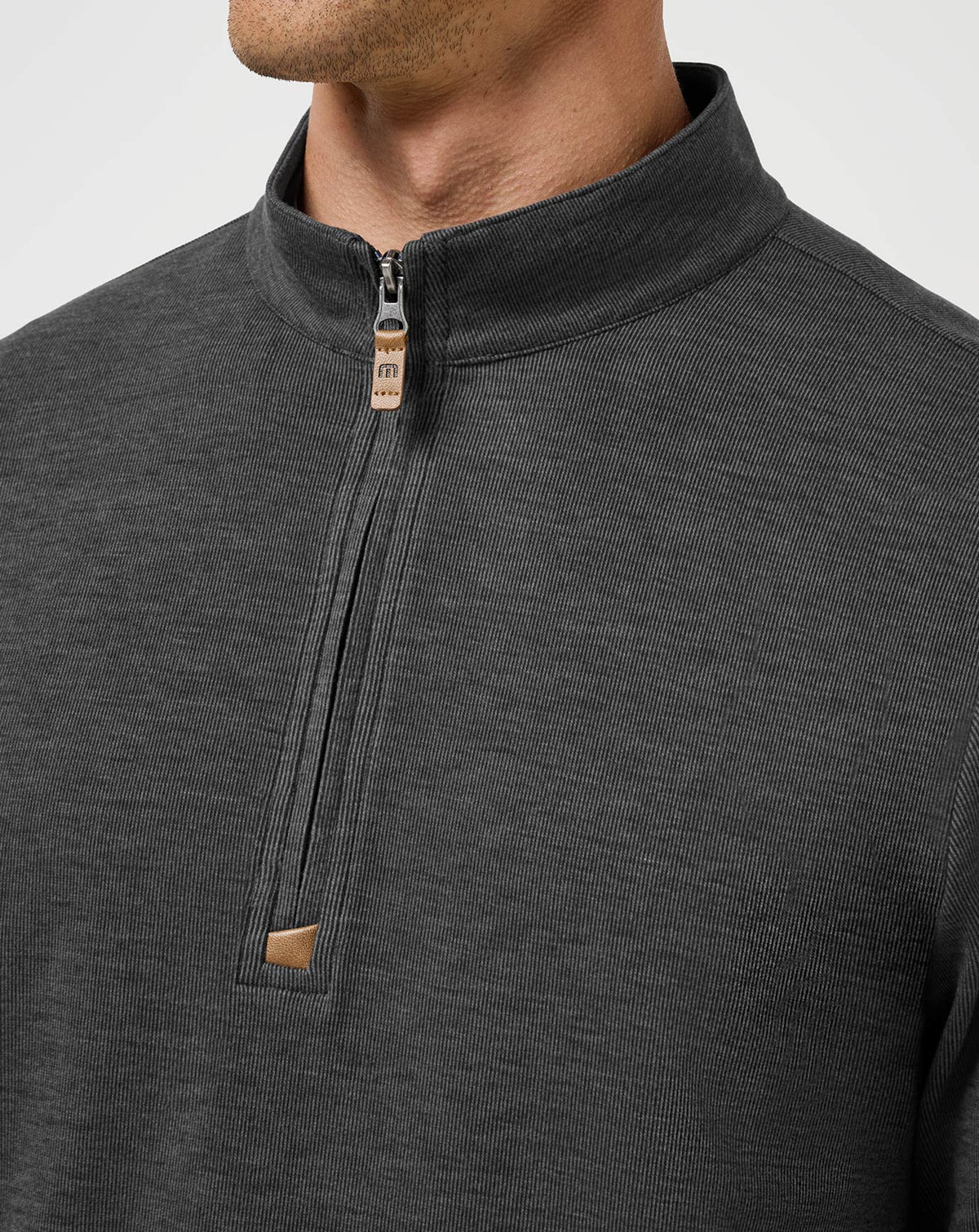 Travis Mathew Cloud Sweater Quarter Zip- Heather Black