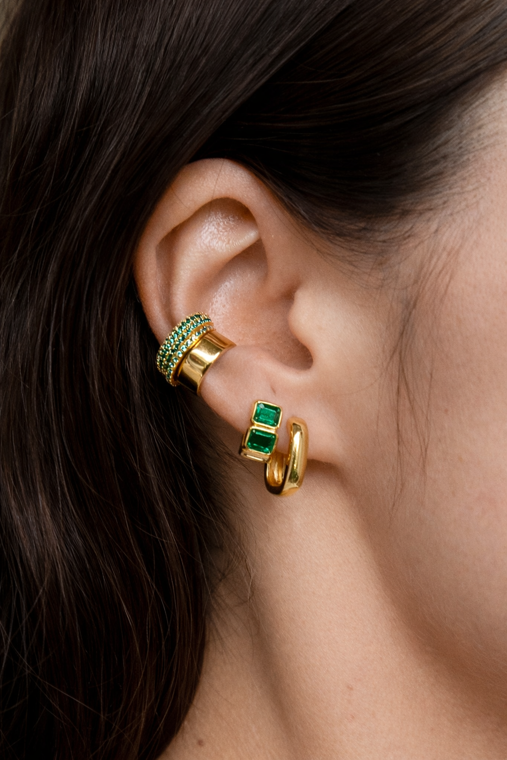 Jurate Sunset Emerald Hoop Earrings