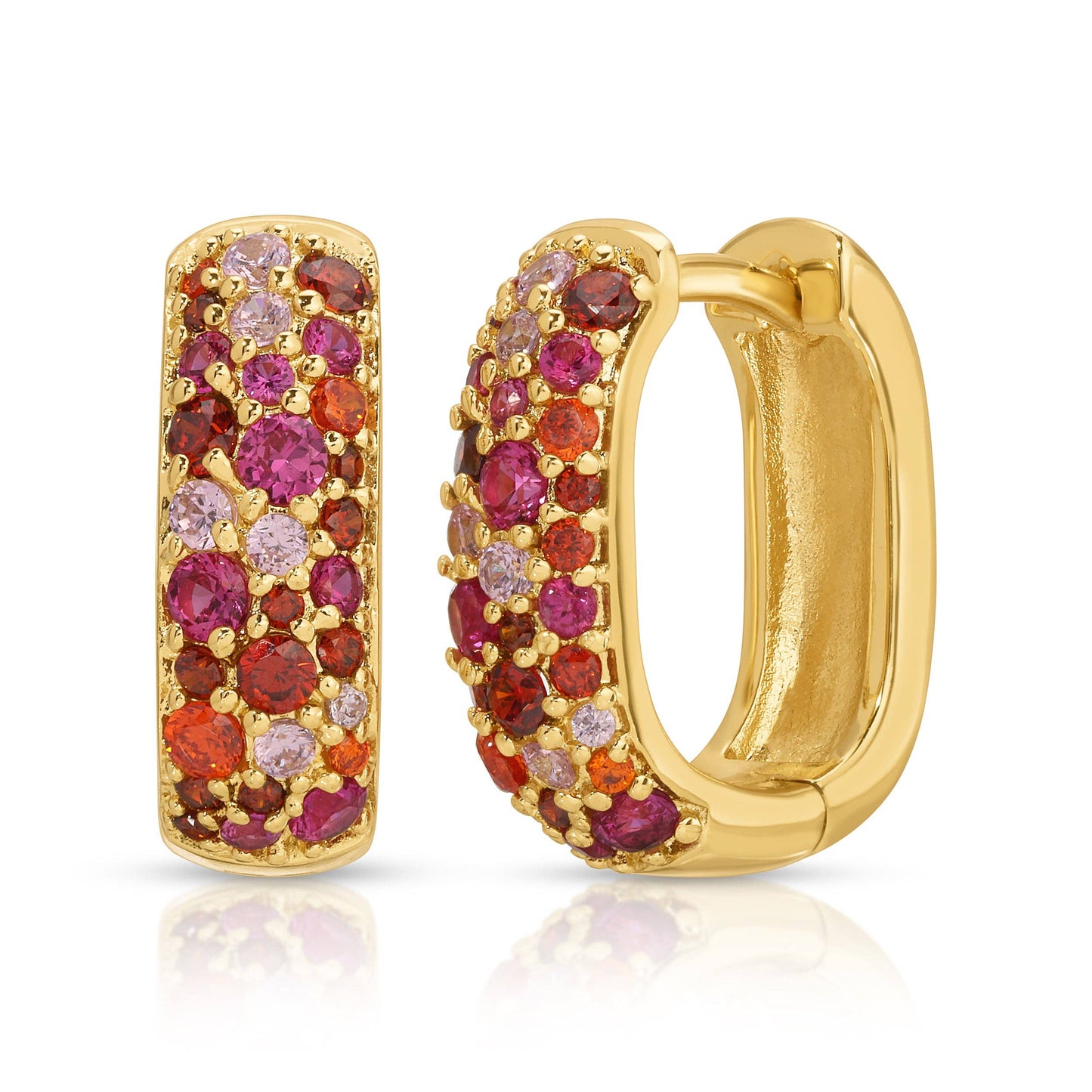 Jurate Amber Mosaic Pave Chain Link Hoop