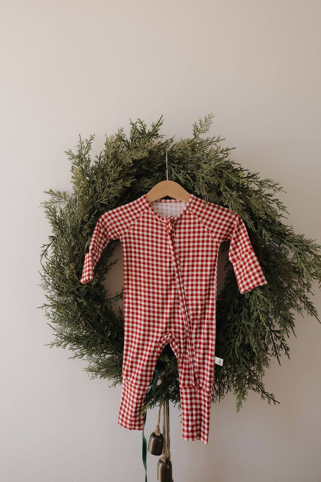 Bamboo Zip Pajamas | Red Gingham: Newborn
