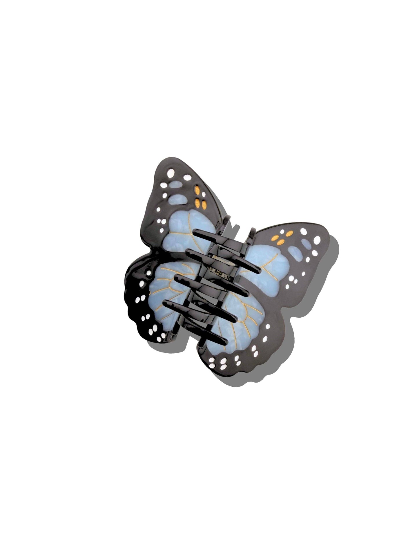 Solar Eclipse Hand-painted Monarch Butterfly Claw Hair Clip | Baby Blue