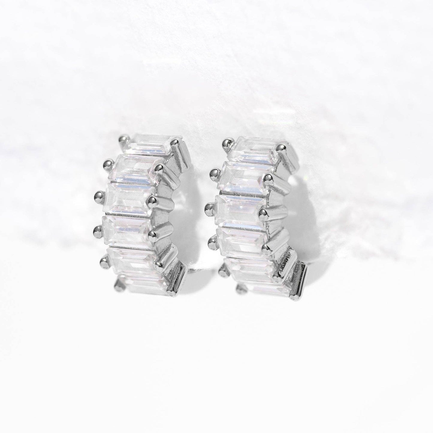 Girls Crew Bling Baguette Huggie Hoops