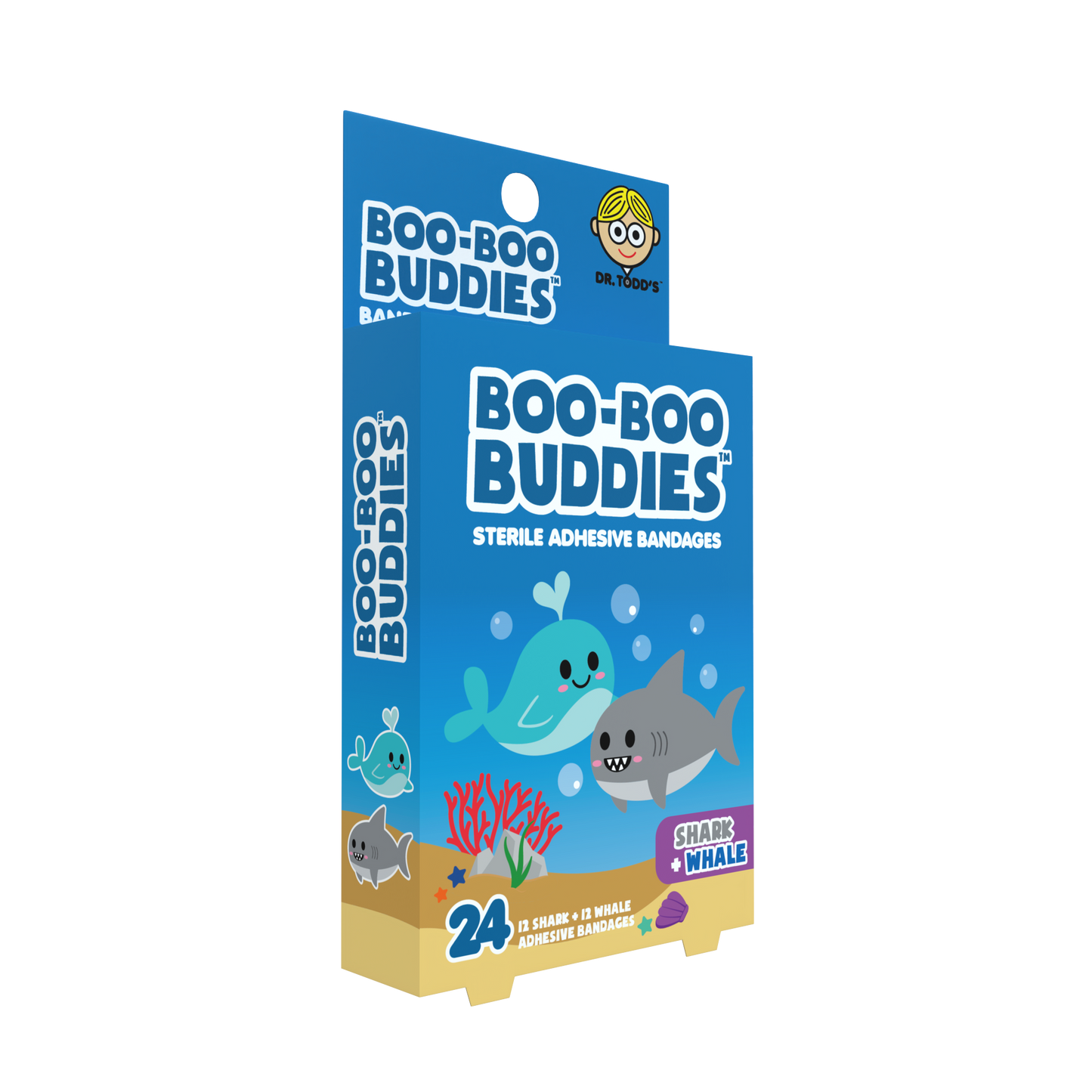 Kids Bandages – Shark + Whale (24 Count, Latex-Free)