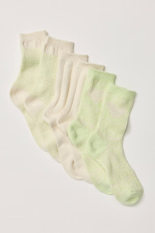 Free People Nordic Knit Sock Pack- Lime Cream