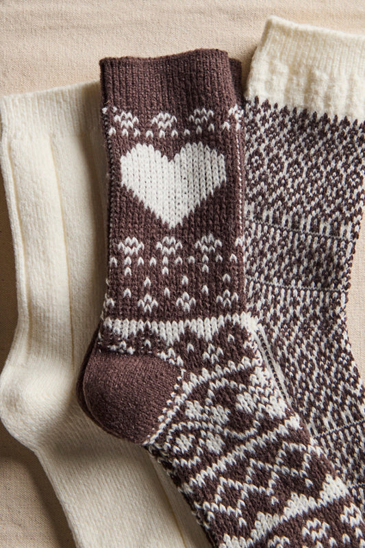 Free People Nordic Knit Sock Pack- Brown