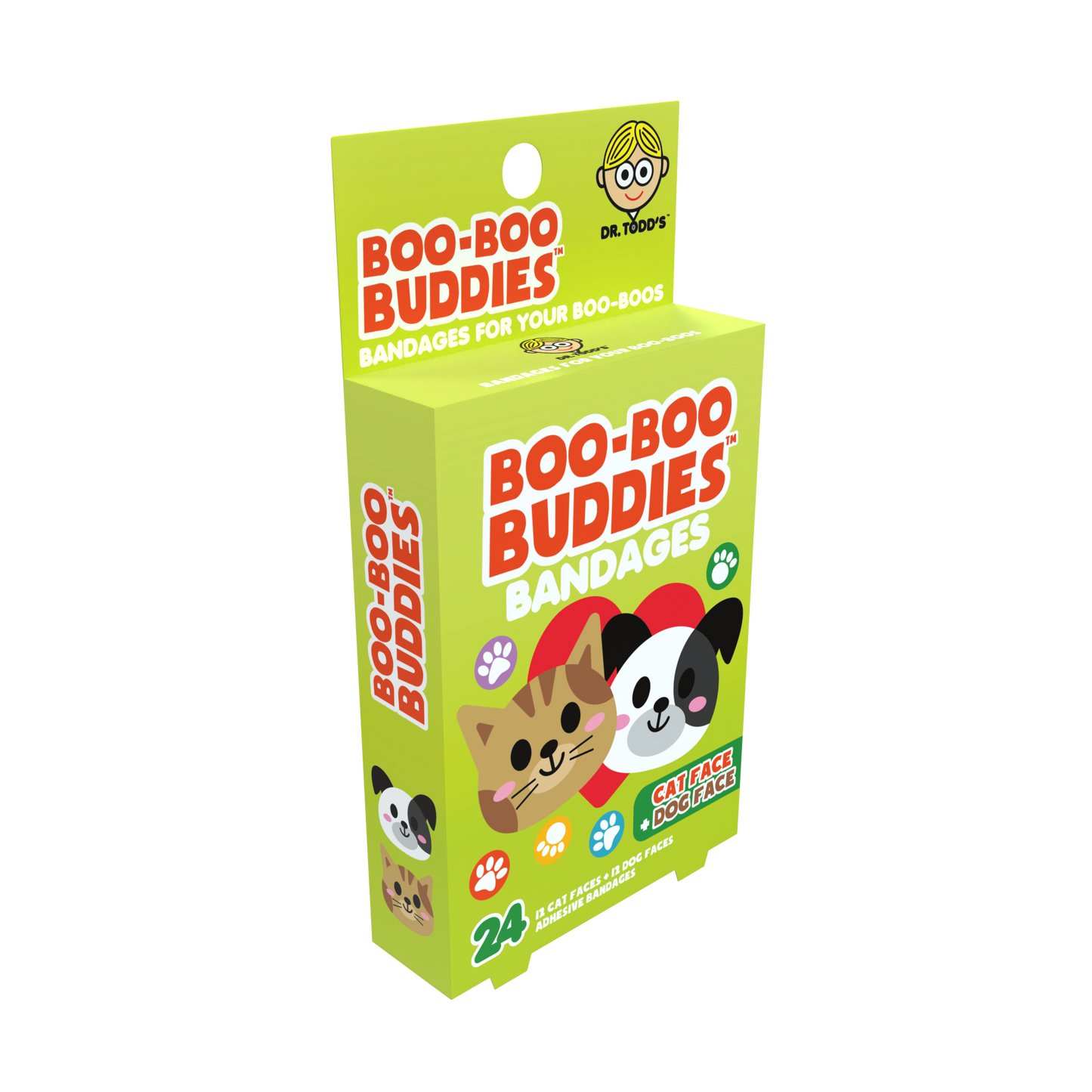 Kids Bandages – Dog Face + Cat Face (24 Count, Latex-Free)