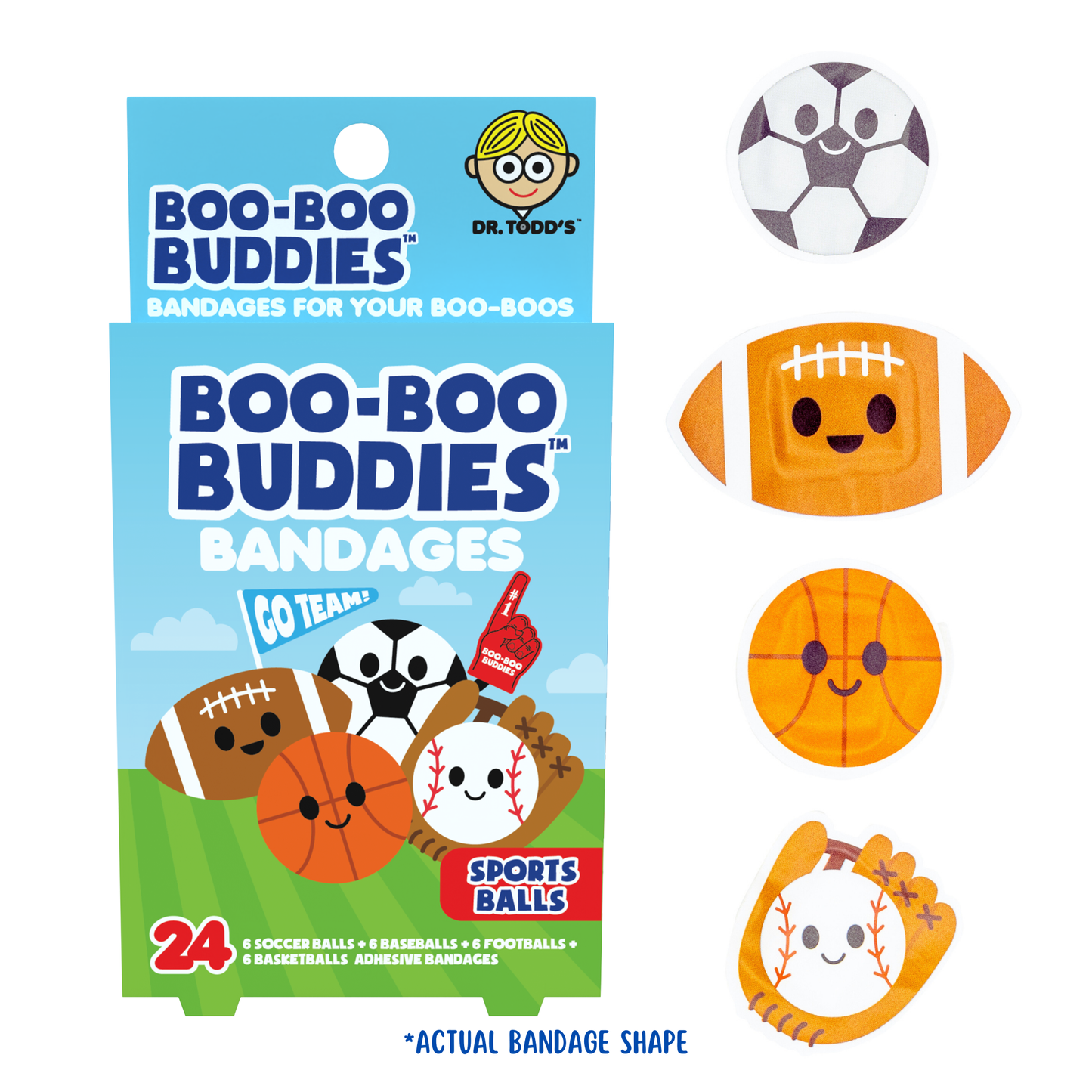Kids Bandages – Sports Balls (24 Count, Latex-Free)