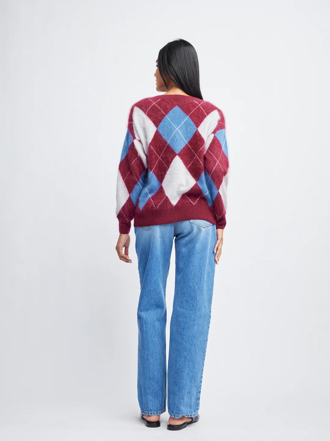 Self Contrast Chloe Oversized Brushed Cashmere Cardigan- Merlot