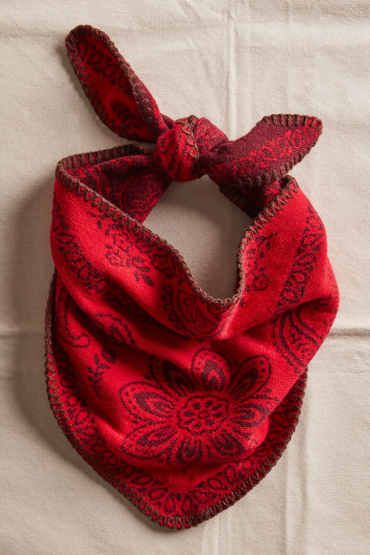 Free People Carmen Knitted Triangle Bandana- Wine