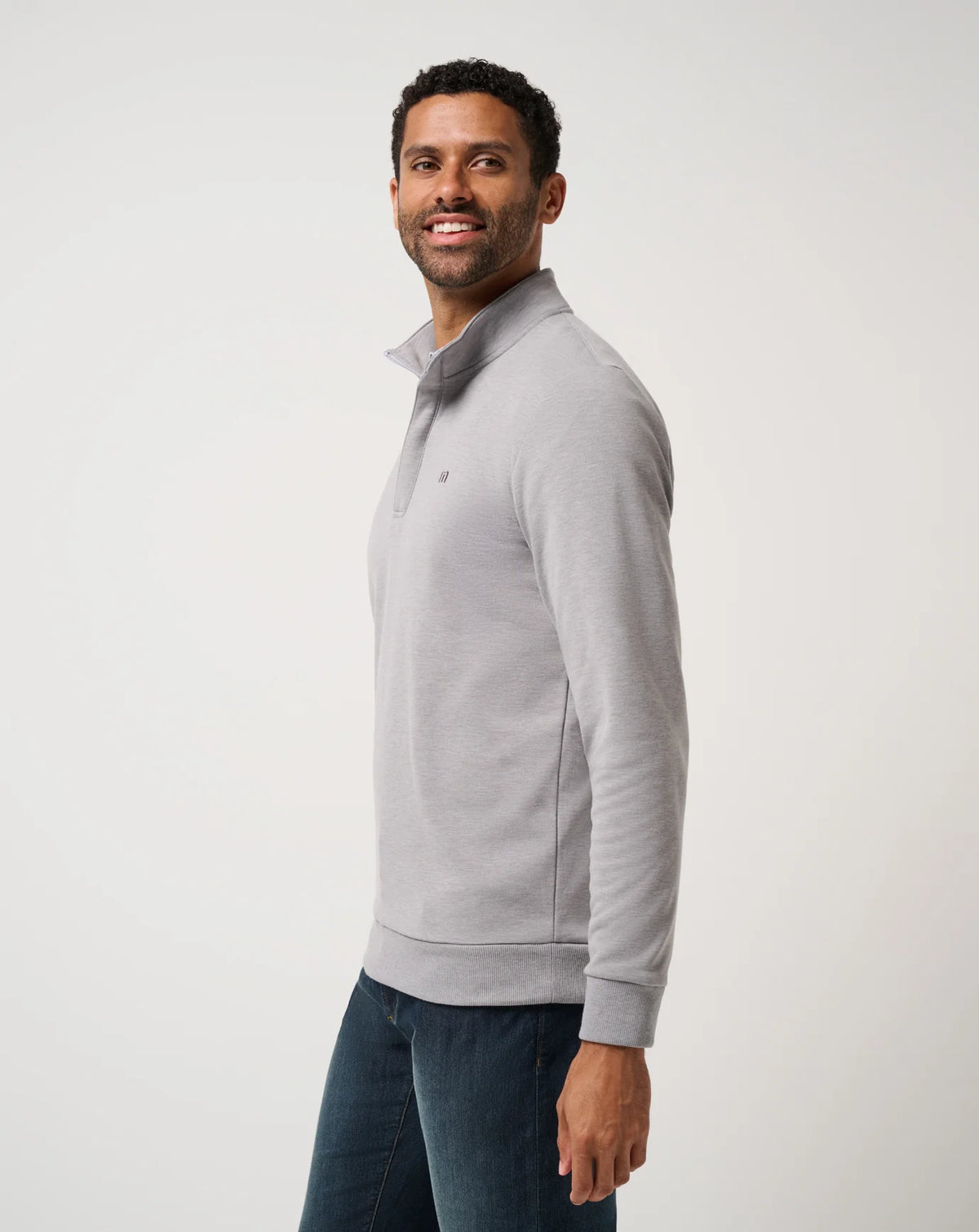 Travis Mathew Cloud Quarter Zip- Heather Medium Grey
